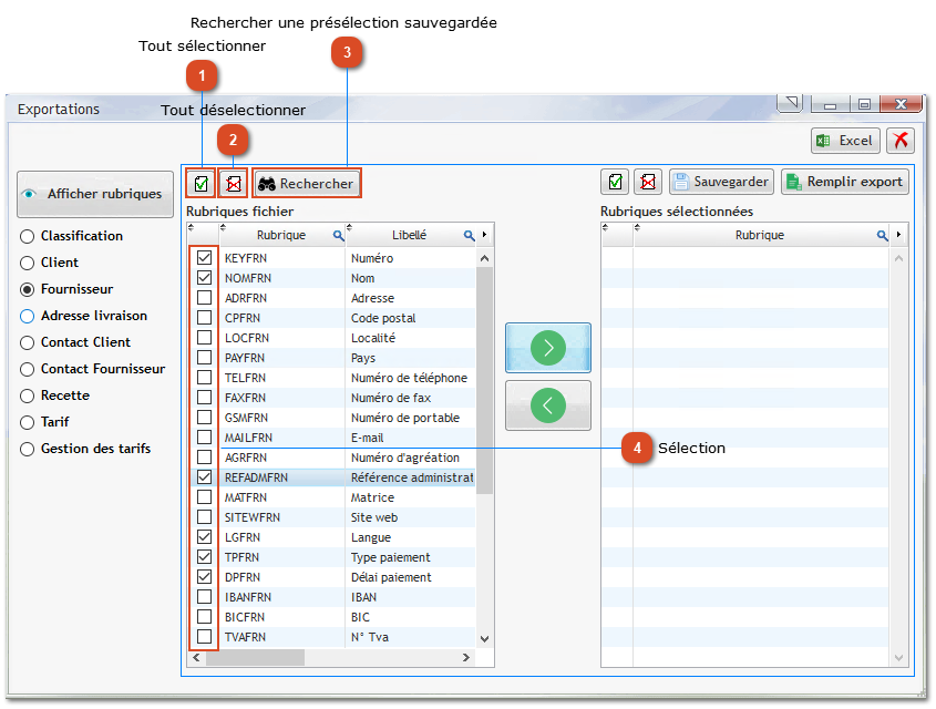 2.3. Sélection des rubriques